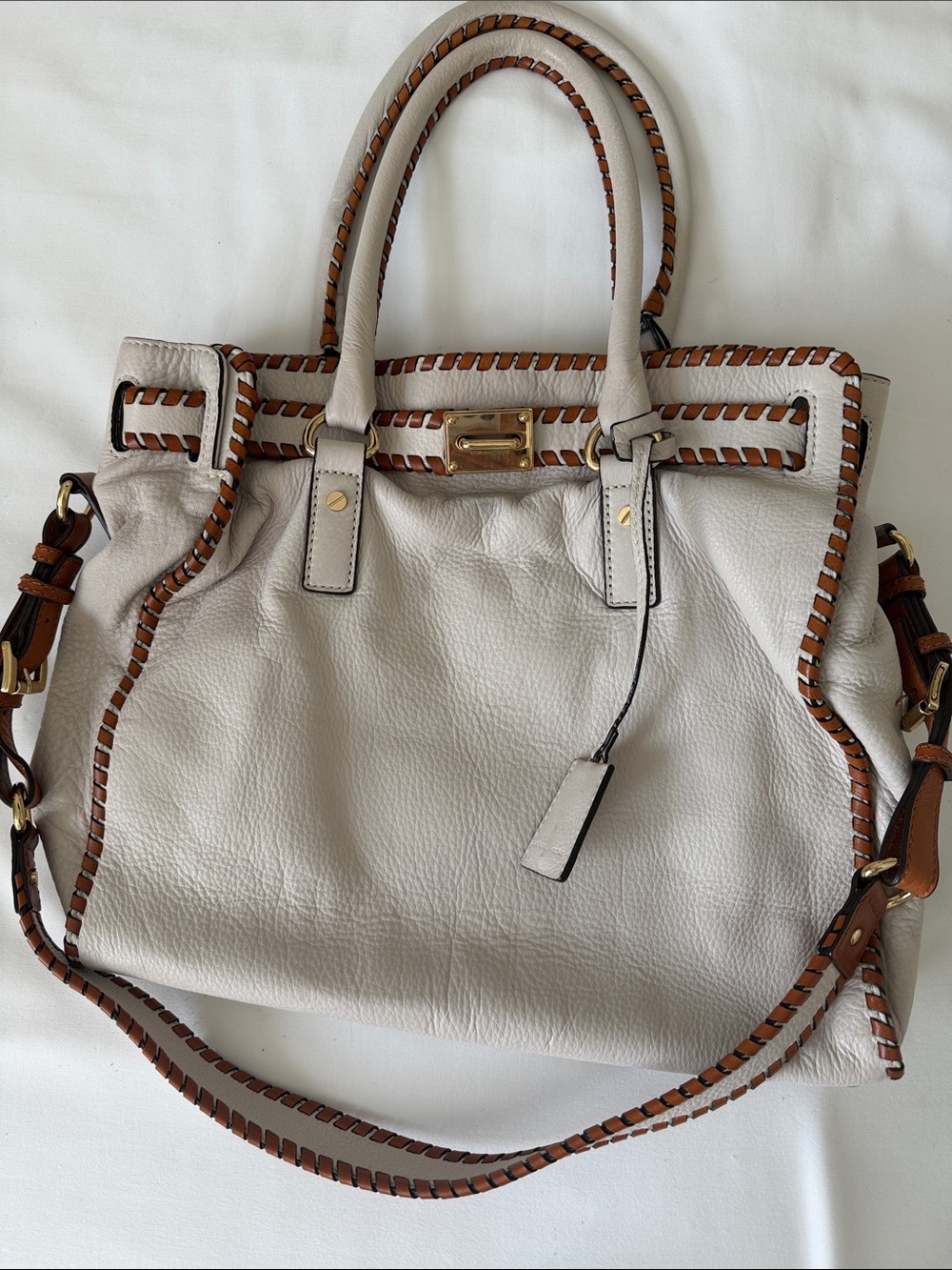 Michael Kors  Leather Shoulder Bag with Brown Leather Trim
